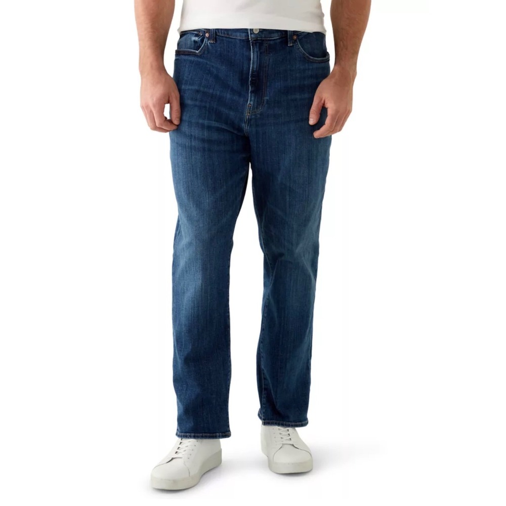 Lucky Brand Athletic Fit Straight Blue Denim Jeans Stretch Big & Tall 46 x 34